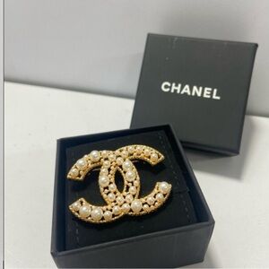 Chanel Gold and Pearl Brooch